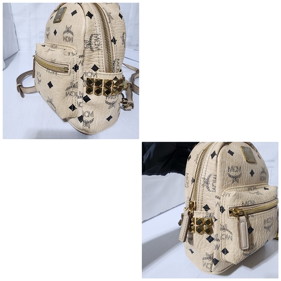 MCM Visetos Side Stud X-Mini Stark Backpack Beige - Picture 10 of 16